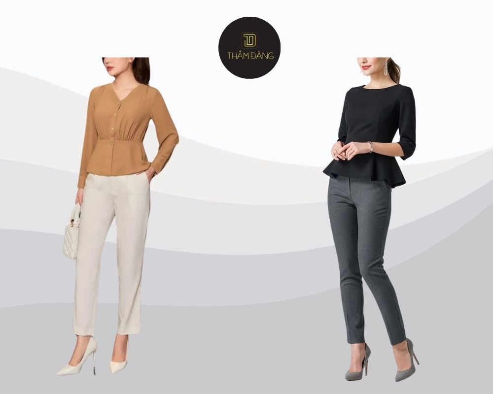 cách phối quần tây áo sơ mi nữ trẻ trung