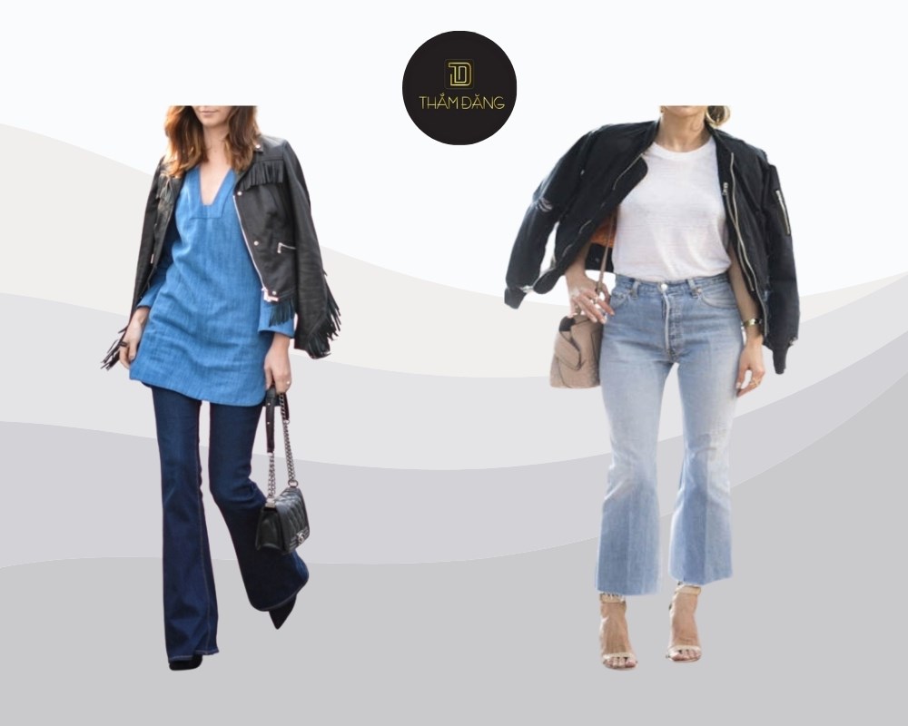 chân cong có nên mặc quần ống loe phối áo bomber