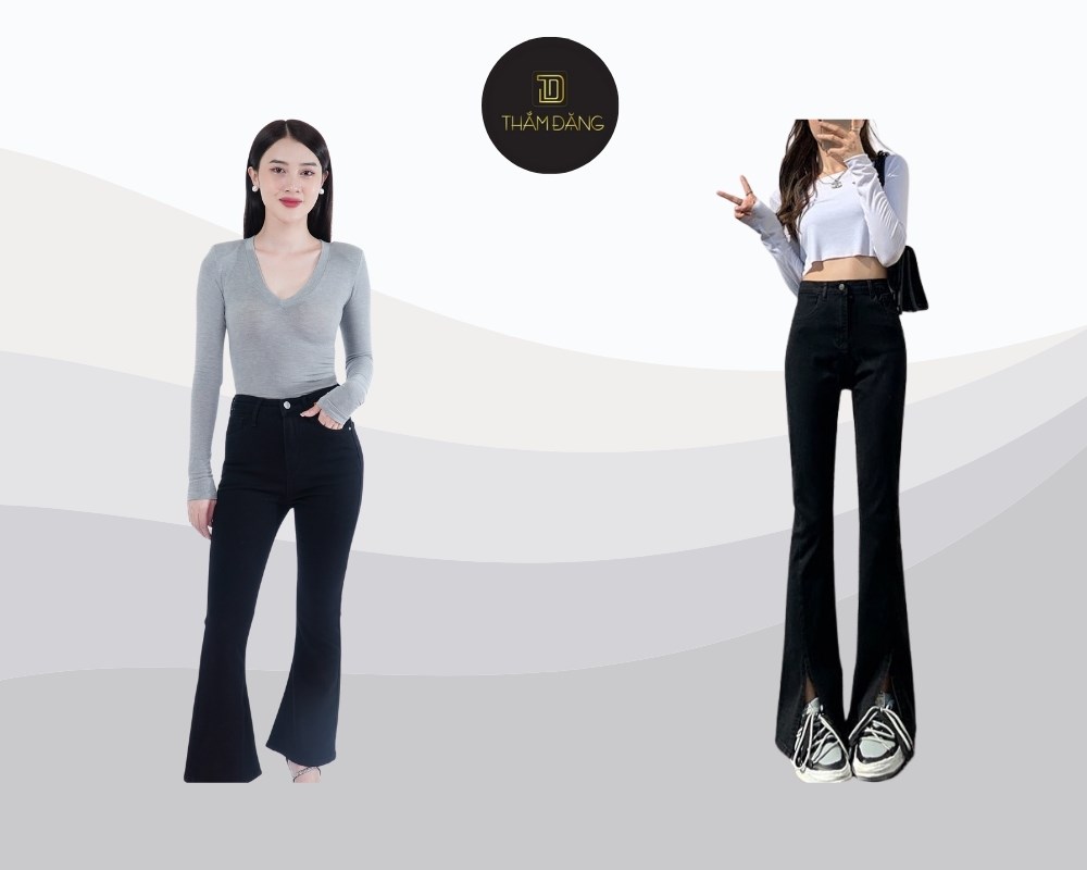 chân cong có nên mặc quần ống loe phối áo thun tay dài