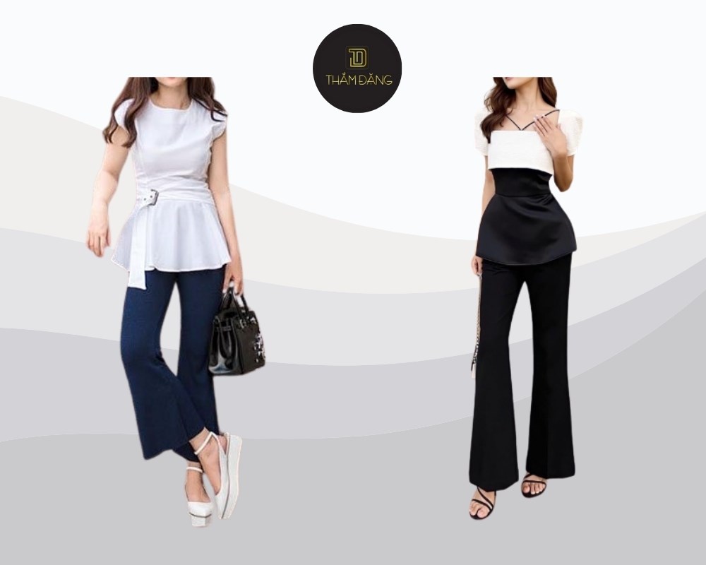 chân cong có nên mặc quần ống loe phối áo peplum