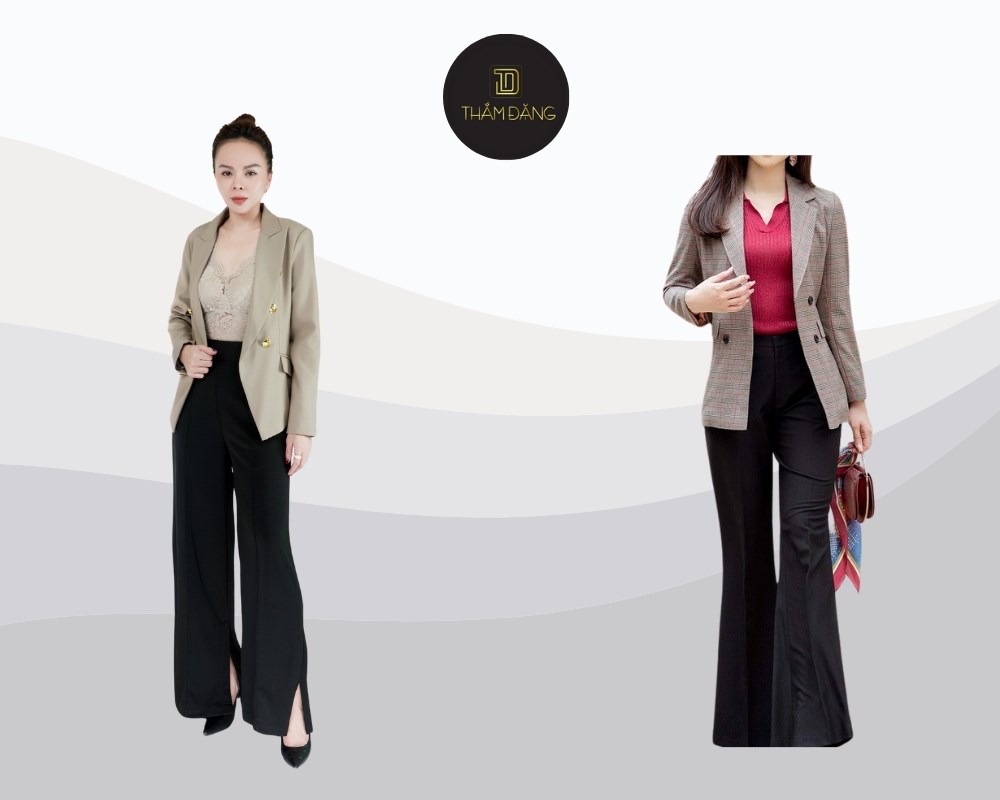 chân cong có nên mặc quần ống loe và áo blazer