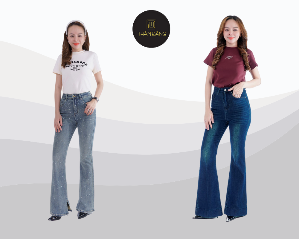 chân cong có nên mặc quần ống loe cùng áo phông basic
