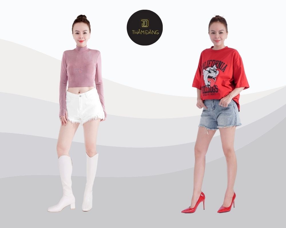 chân ngắn đi biển mặc gì để trông cao hơn