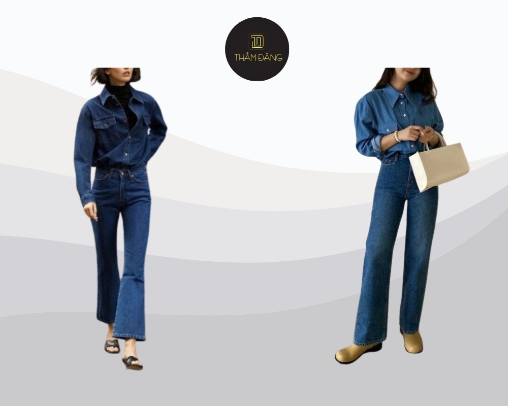 chân nhỏ có nên mặc quần ống loe với áo khoác denim