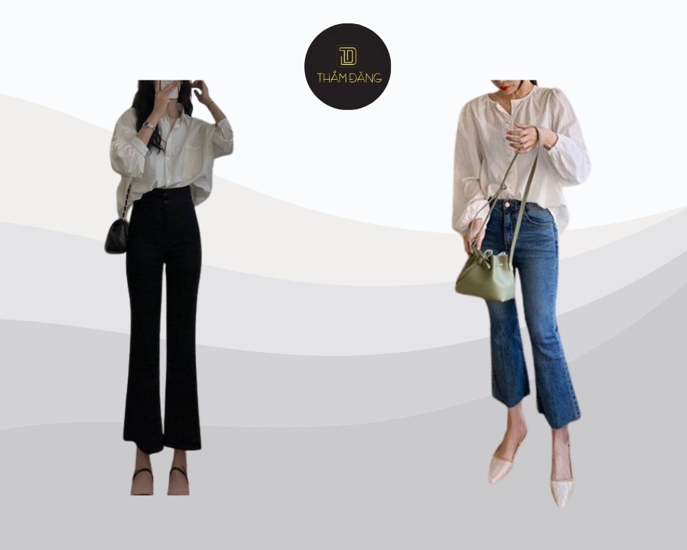 chân nhỏ có nên mặc quần ống loe với áo blouse