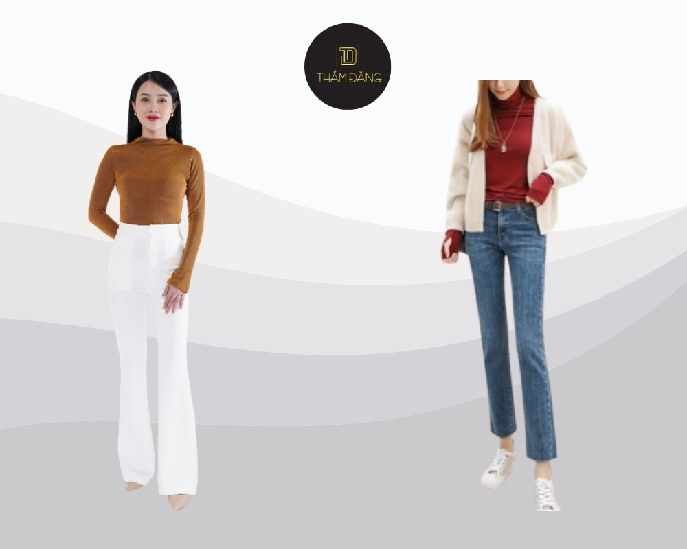chân nhỏ có nên mặc quần ống loe cùng áo cổ lọ
