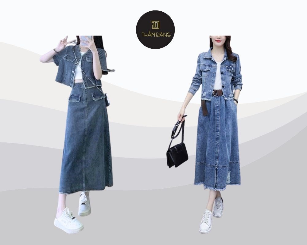 Nếu chưa biết chân váy jean dài mặc với áo gì, hãy thử phong cách 
