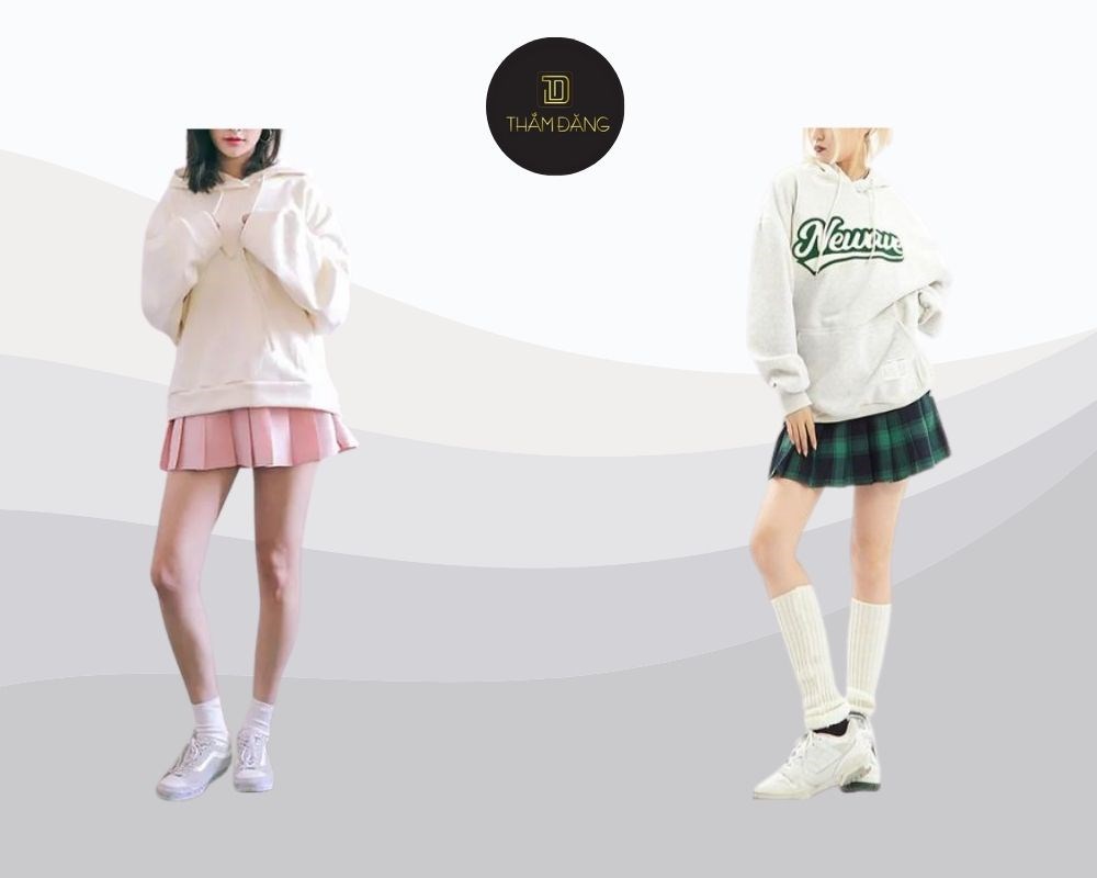 Chân váy tennis phối hoodie cho nàng vừa năng động vừa nữ tính cuốn hút
