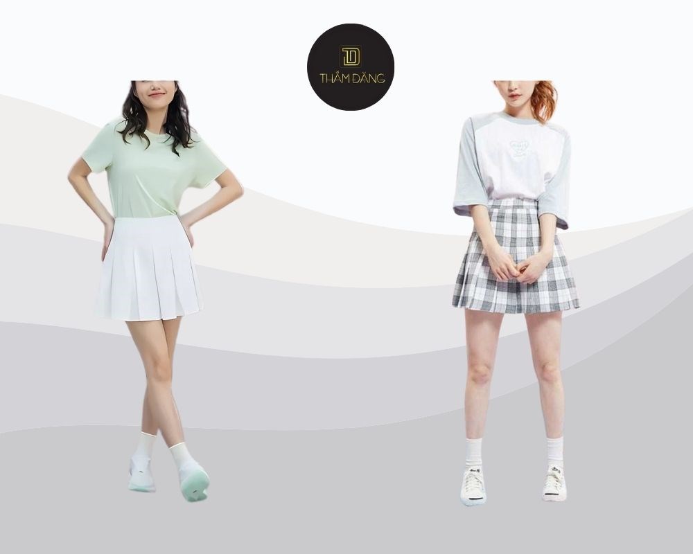 Chân váy tennis mix áo thun basic cho nàng vẻ năng động trẻ trung và trendy