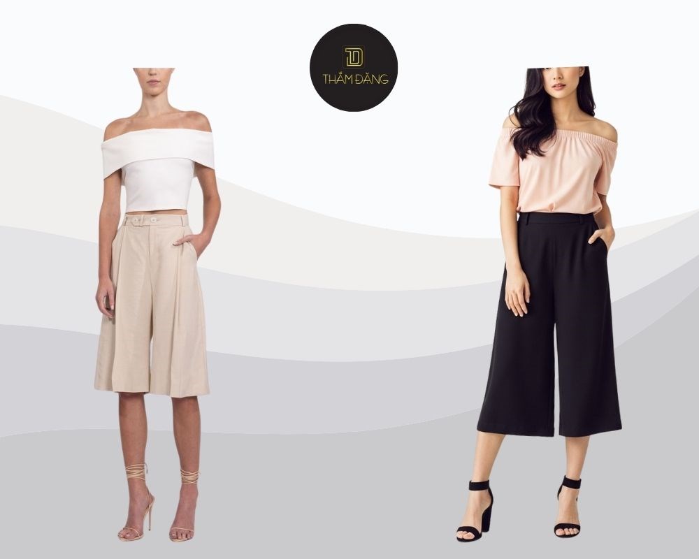 áo trễ vai và culottes cho chubby girl