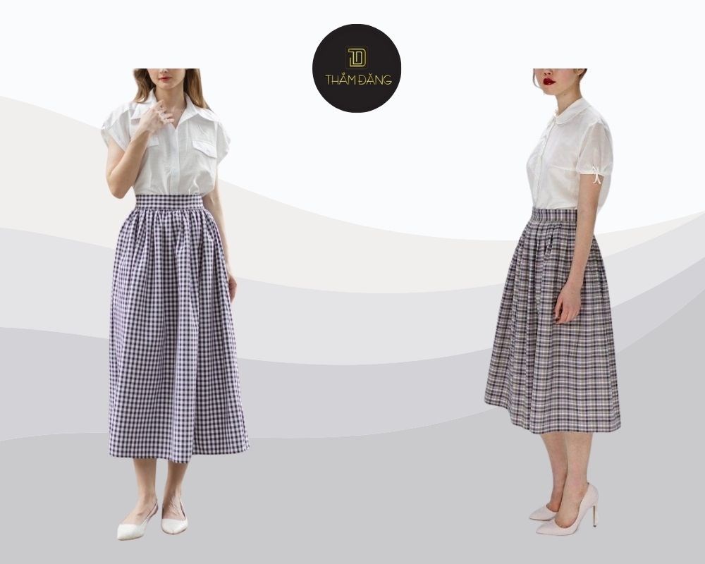 outfit kẻ phong cách cottagecore