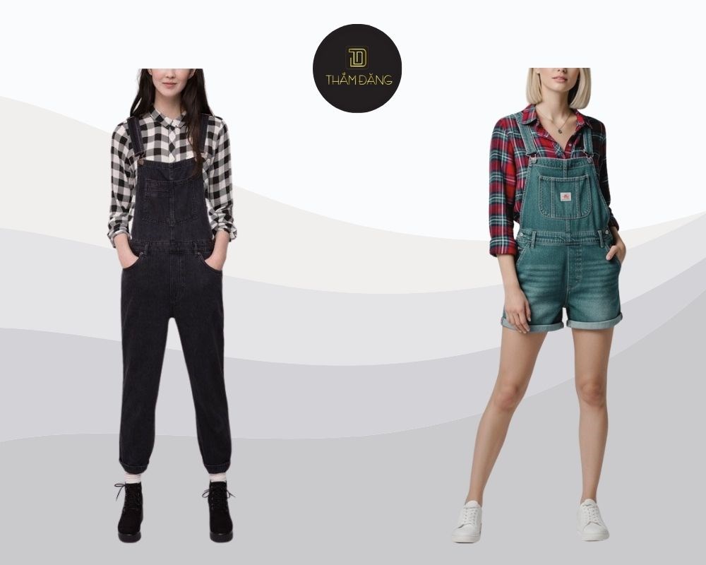 quần yếm phong cách cottagecore