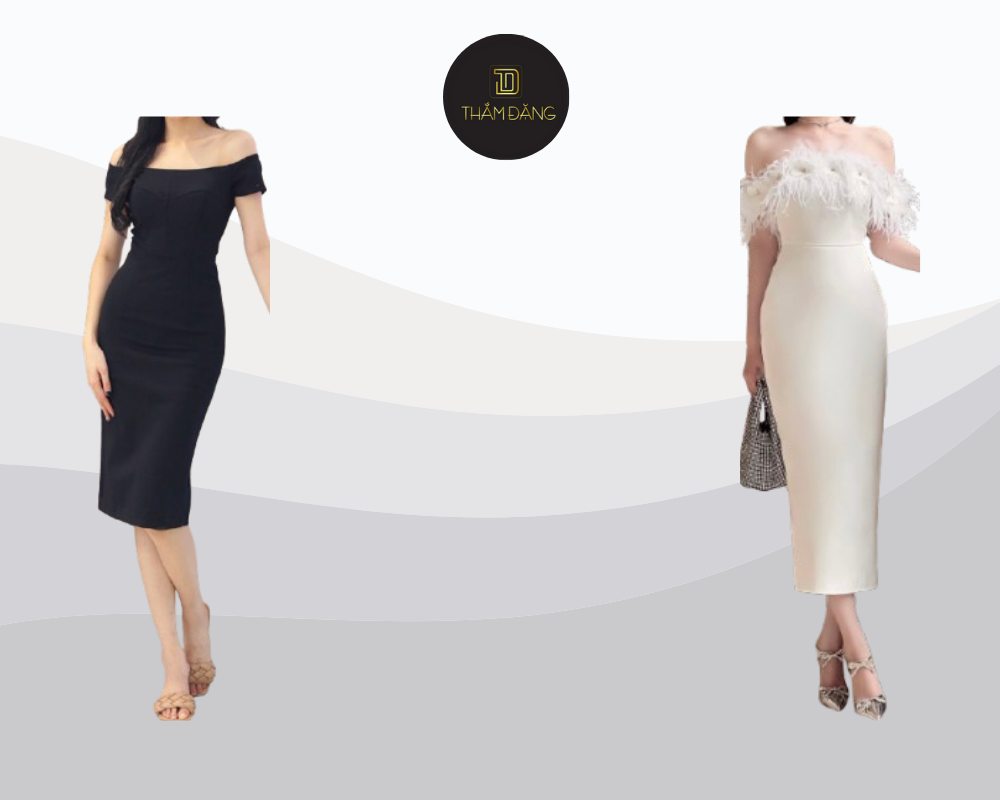 Làm nổi bật số đo dáng đồng hồ cát với đầm trễ vai ôm body