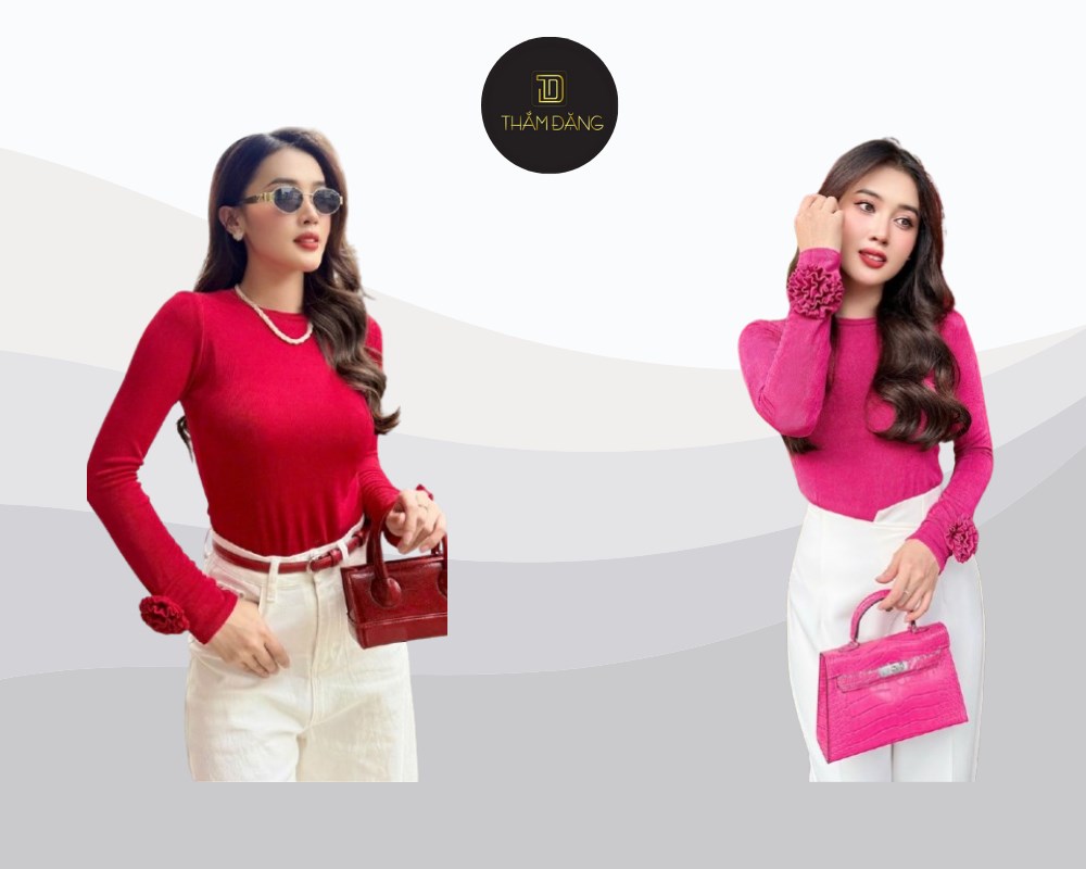 Áo dài tay ôm phối quần culottes cạp cao tạo nên vẻ ngoài thanh lịch, hiện đại