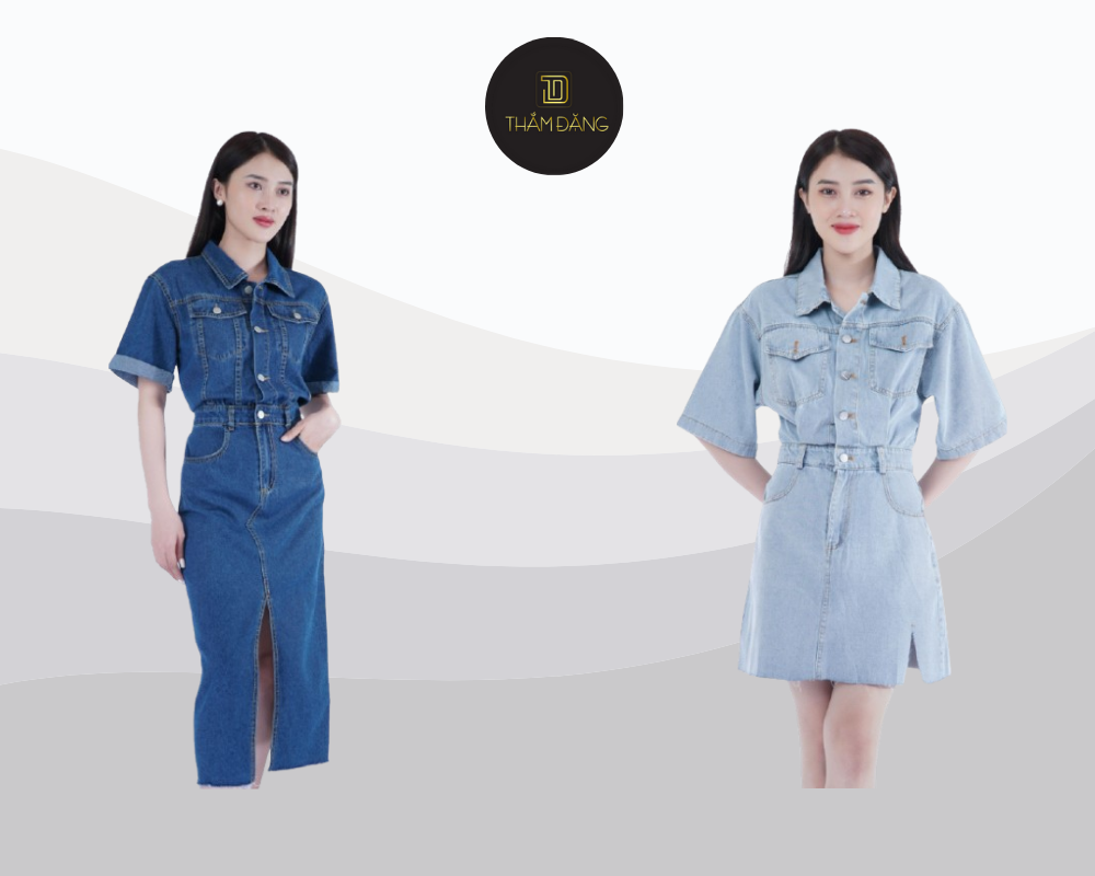Đầm jean dáng chữ A là lựa chọn vừa trẻ trung vừa tinh tế, làm nổi bật vòng eo đồng hồ cát