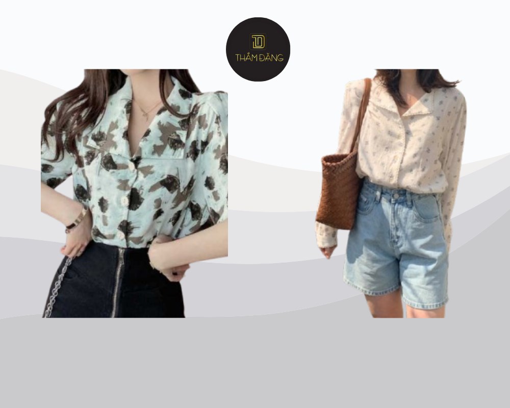 Áo blouse hoa nhí cổ V phối quần short cạp cao tạo nên vẻ ngoài ngọt ngào, trẻ trung