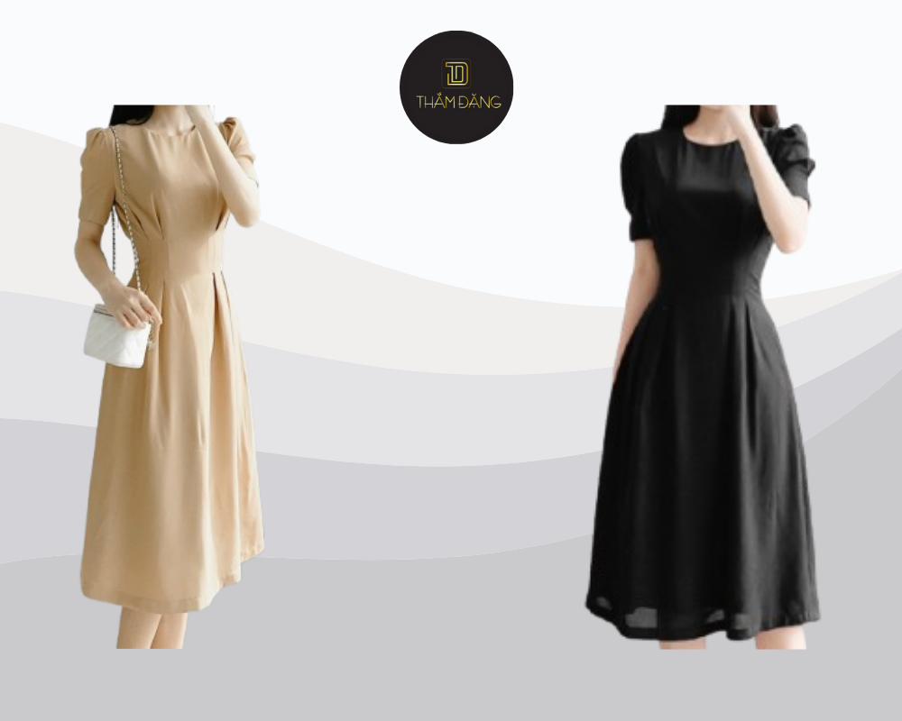 Đầm chiết eo dáng midi chính là 