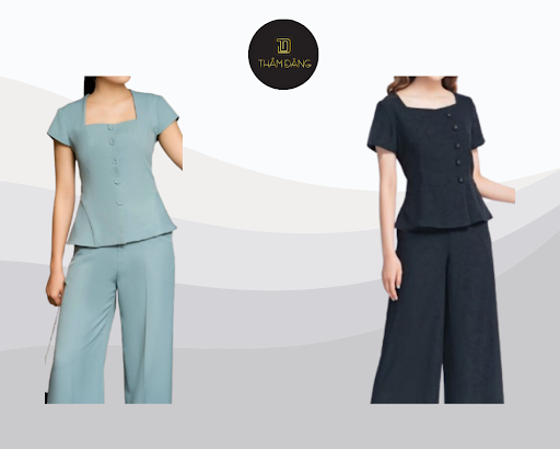 Áo cổ vuông phối quần ống đứng tạo nên outfit hiện đại, thanh lịch
