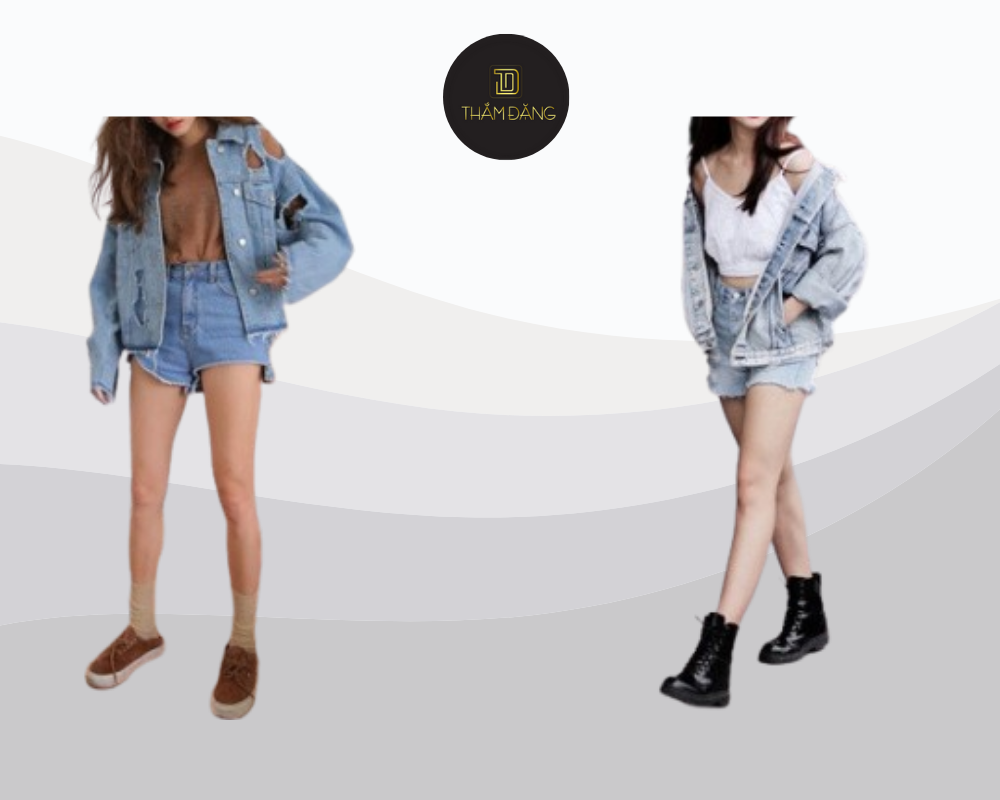 Tank top khoe vai gầy trong khi quần short cạp cao tôn eo thon