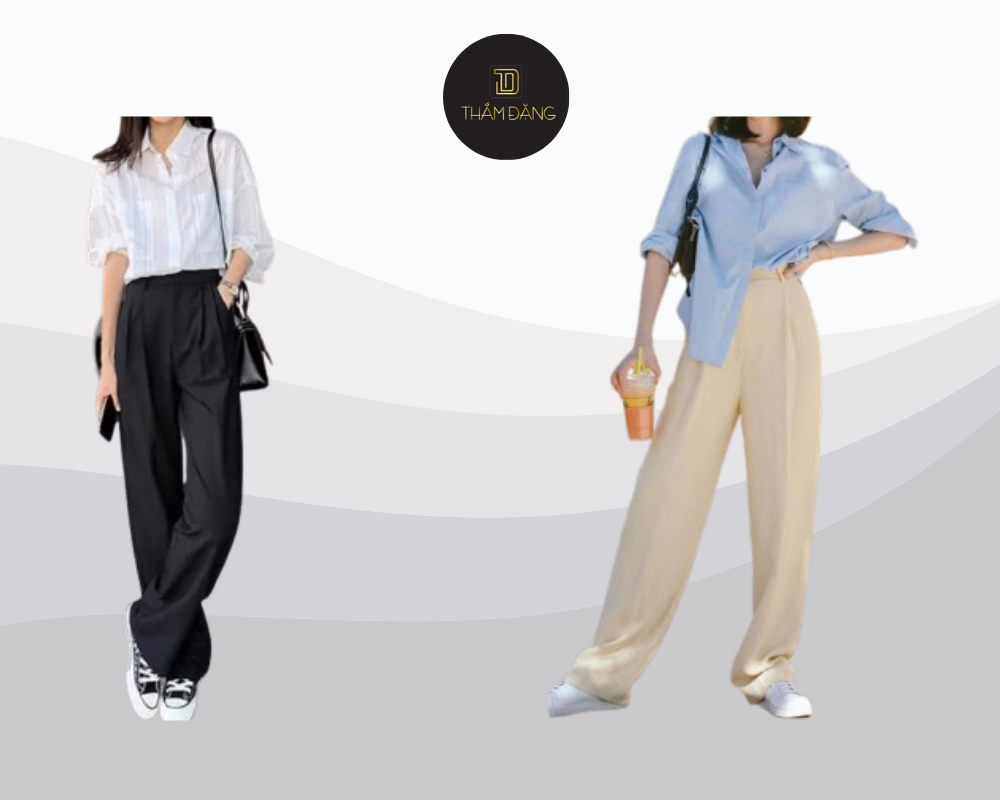 Quần baggy với form dáng rộng rãi giúp che khuyết điểm ở đùi và hông một cách tự nhiên