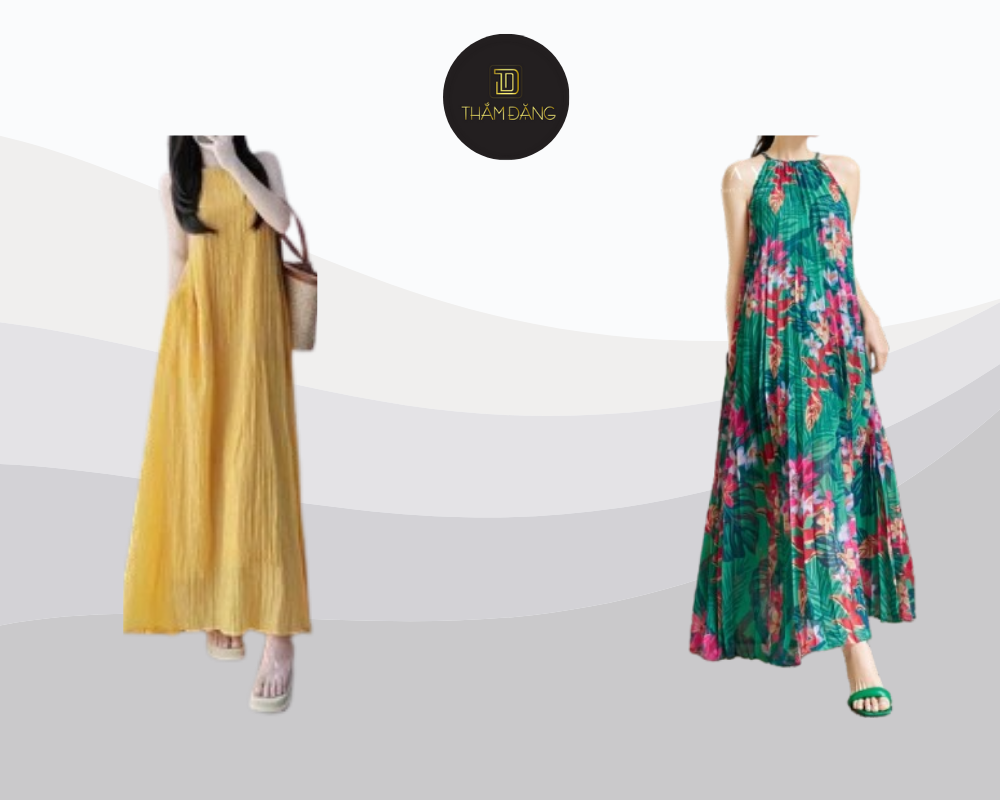 Đầm maxi xếp ly tạo hiệu ứng thị giác kéo dài cơ thể