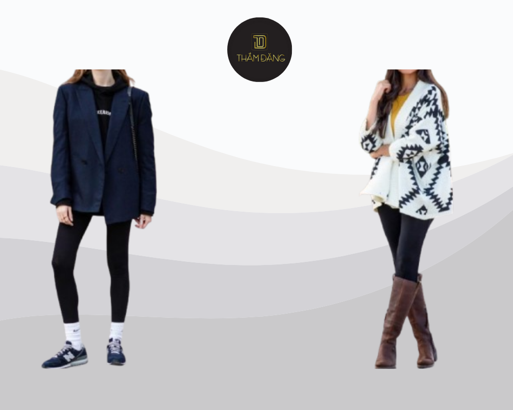Áo tunic với độ dài vừa phải - qua hông một chút - là 