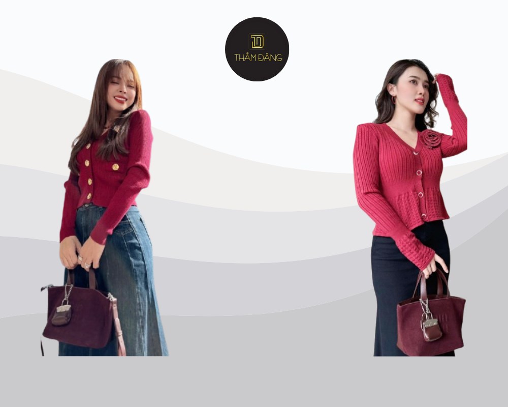 Dáng người tam giác ngược mặc gì? Phối áo len cổ V cùng với chân váy đuôi cá tạo nên vẻ ngoài nữ tính, quyến rũ