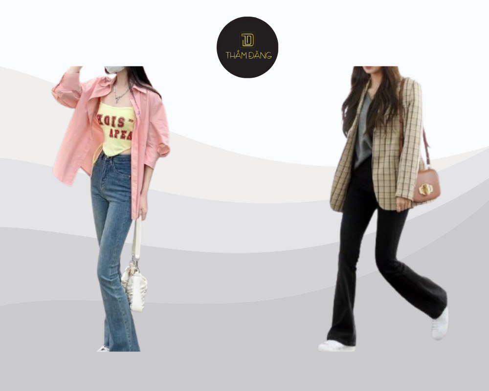 Phối áo blazer oversize với quần ống vẩy tạo nên vẻ ngoài thanh lịch, hiện đại