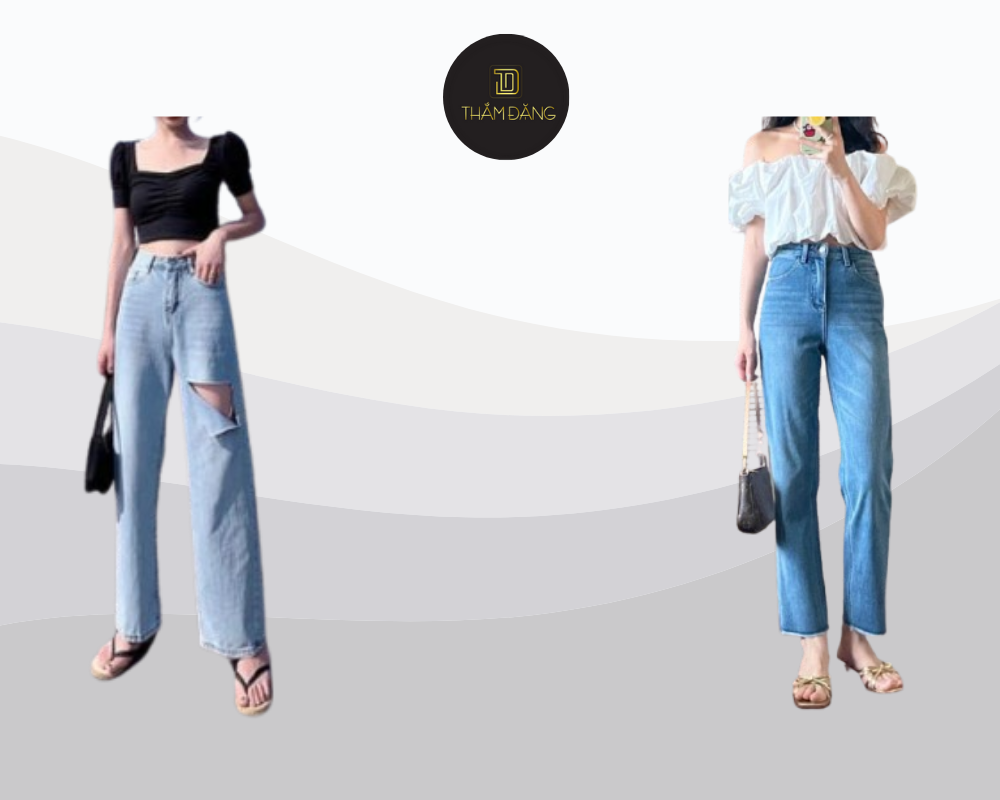 Phối áo tay bồng nhẹ với quần jeans ống đứng tạo nên vẻ ngoài cân đối, trẻ trung