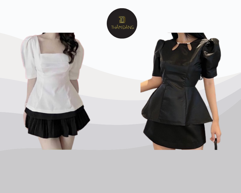 Phối áo peplum cùng chân váy chữ A tạo nên vẻ ngoài nữ tính, quyến rũ