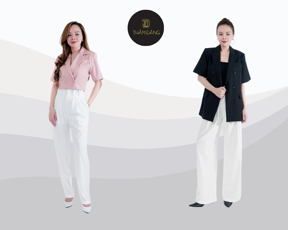 Bộ suit hoặc blazer cùng quần âu đồng màu tạo vẻ chuyên nghiệp, tự tin và uy quyền - trang phục khi đi phỏng vấn