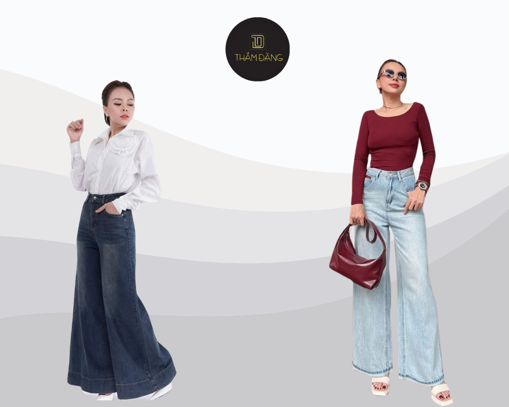 Quần jean ống rộng là một lựa chọn tuyệt vời khác cho người gầy