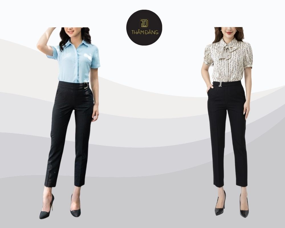 Kiểu quần tây nữ đẹp cho người thấp màu đen