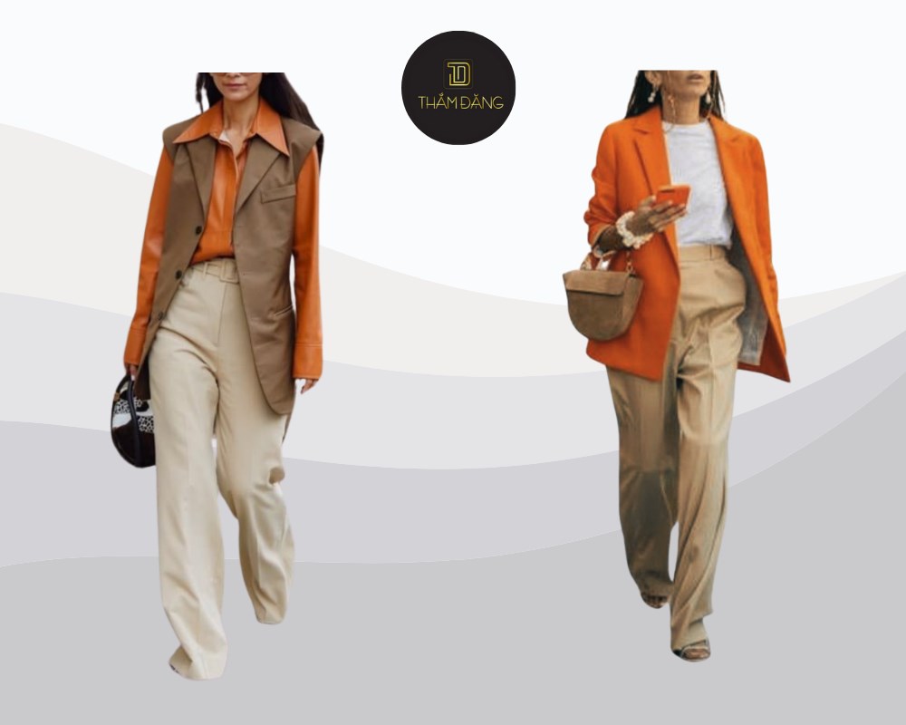 Phối màu cam đất và màu beige tạo nên vẻ ngoài tinh tế, hài hòa mà vẫn cuốn hút.