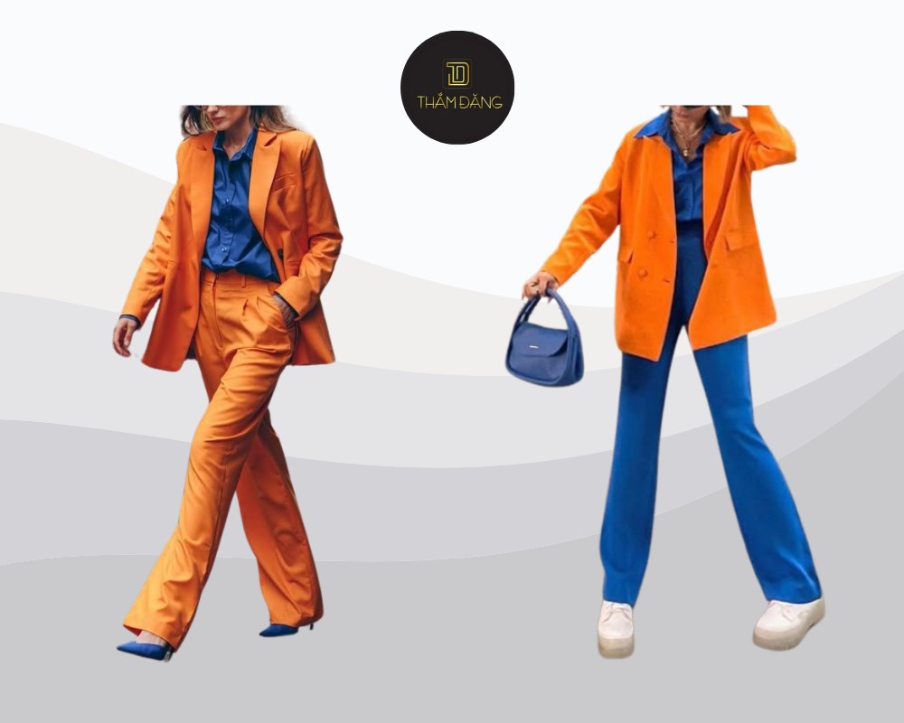 Cam đất và xanh dương tạo nên phong cách cá tính, năng động và đầy ấn tượng.