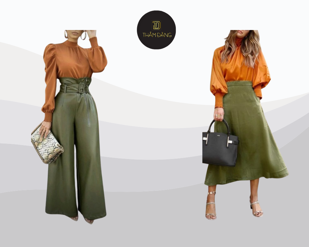 Cam đất và xanh lá mang đến vẻ ngoài tươi tắn, tràn đầy sức sống và gần gũi với thiên nhiên.