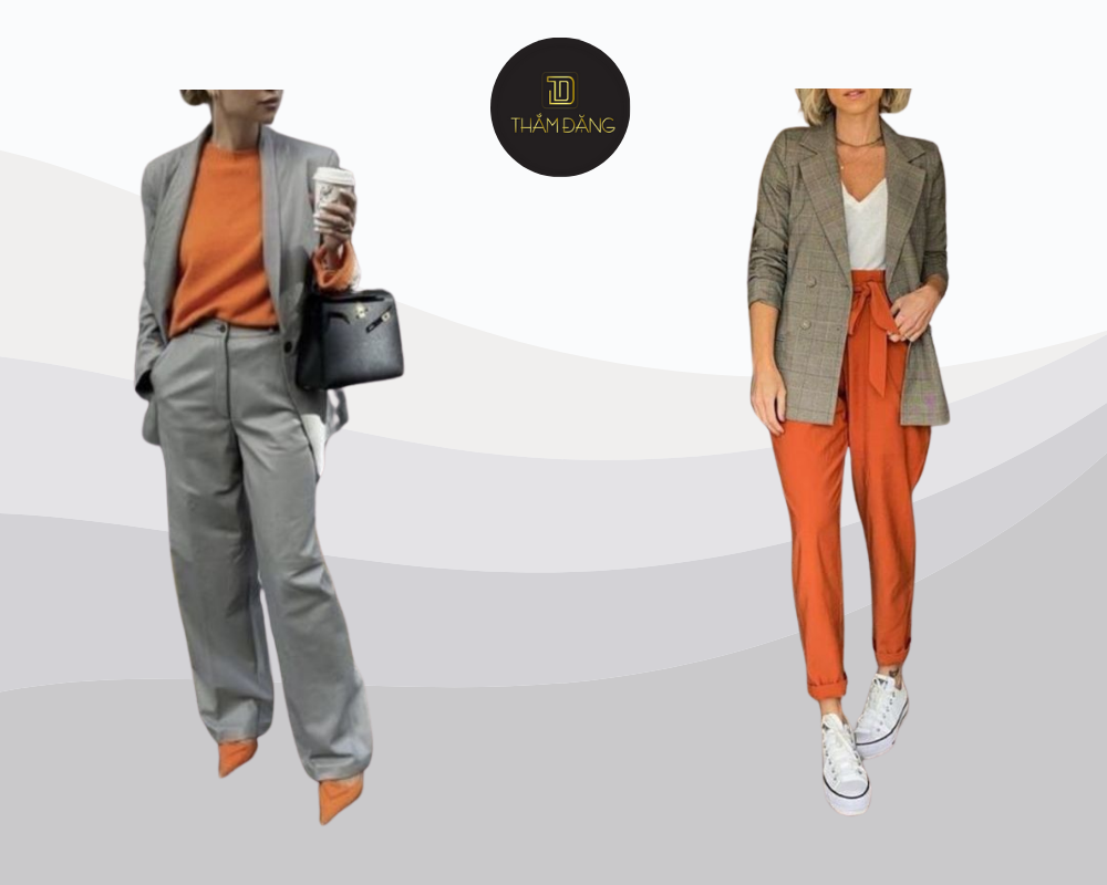 Cam đất và xám kết hợp hài hòa mang đến vẻ ngoài hiện đại, thanh lịch và đầy chuyên nghiệp.