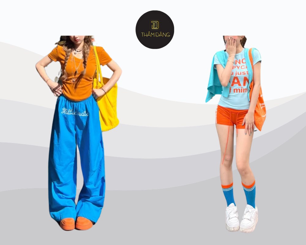 màu cam phối với màu gì phong cách
