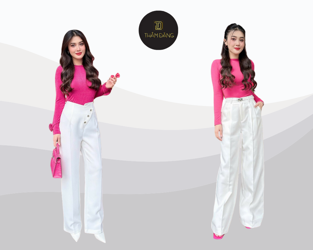 Áo thun hồng cánh sen phối cùng màu trắng tạo nên vẻ ngoài thanh lịch và tươi mới, hoàn hảo cho những buổi gặp gỡ bạn bè, dạo phố hay hẹn hò cuối tuần
