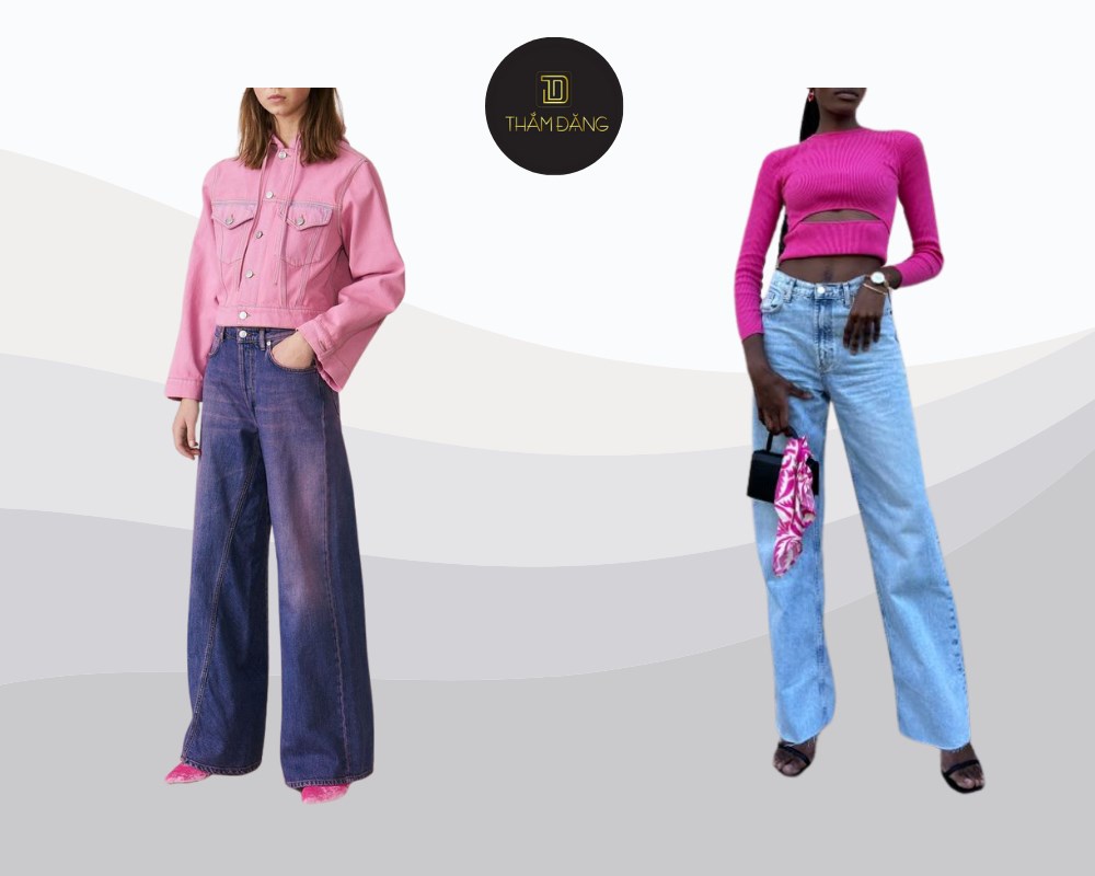 Outfit hồng cánh sen và xanh denim là sự kết hợp hoàn hảo giúp nàng trẻ trung cá tính