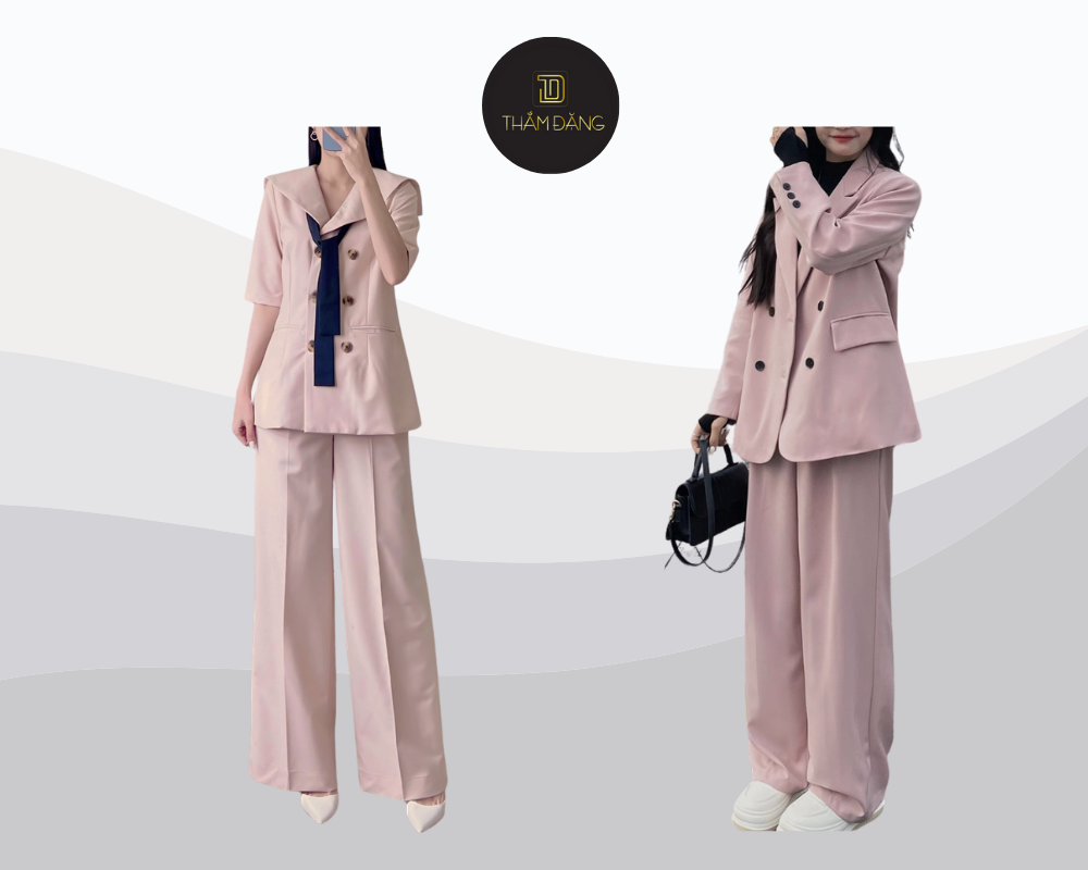 quần ống rộng màu hồng phối với áo gì? Tạo sự hài hòa cho trang phục bằng cách mặc tone-sur-tone