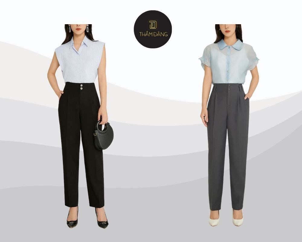 Mẫu quần baggy vải đẹp phối áo sơ mi