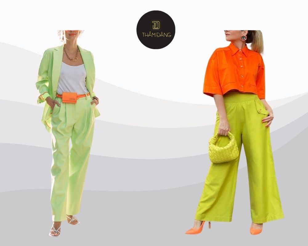 màu xanh cốm phối cùng màu cam