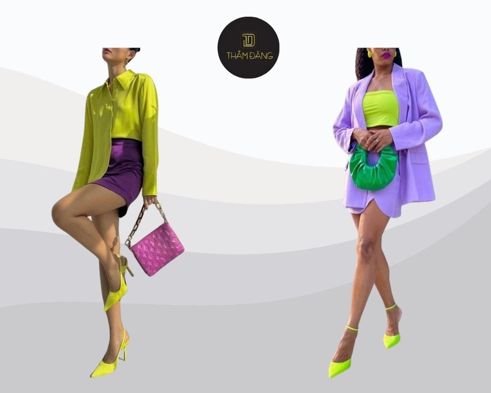 màu xanh cốm mix với tím pastel
