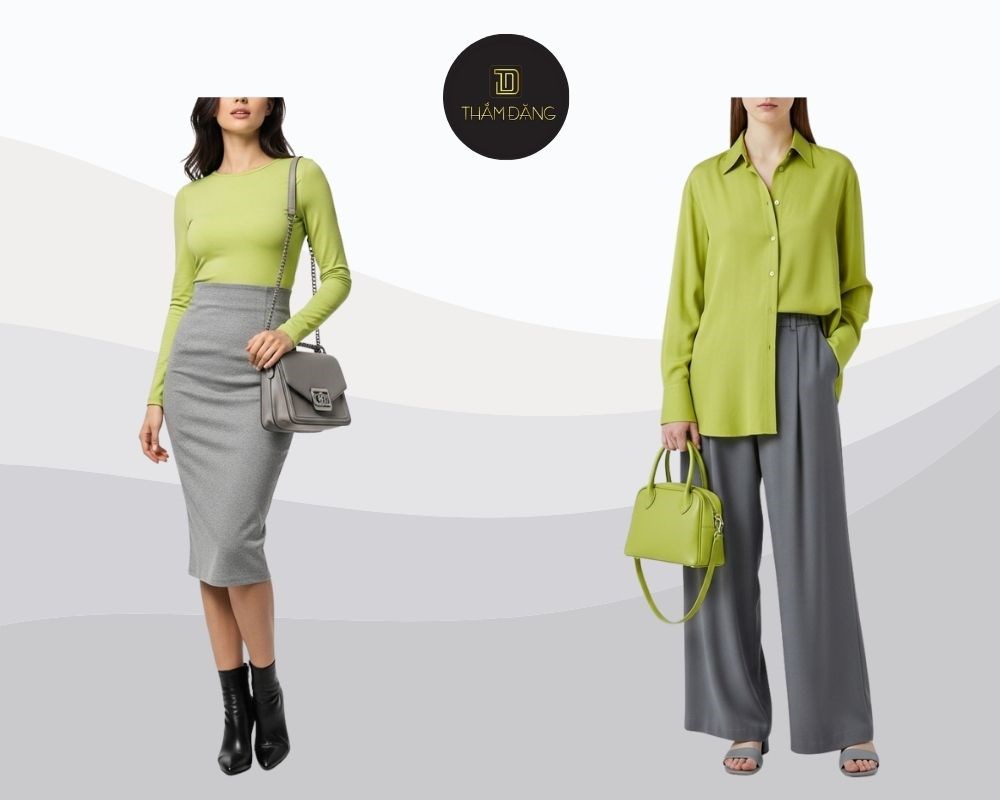 phối đồ màu xanh cốm cho mùa đông