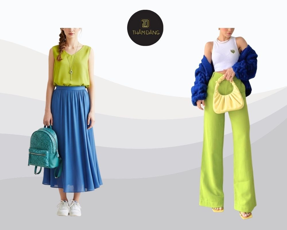 màu xanh dương phối màu xanh cốm