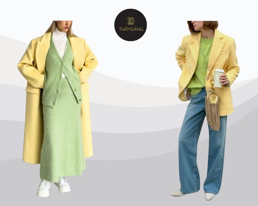 màu xanh cốm phối vàng pastel