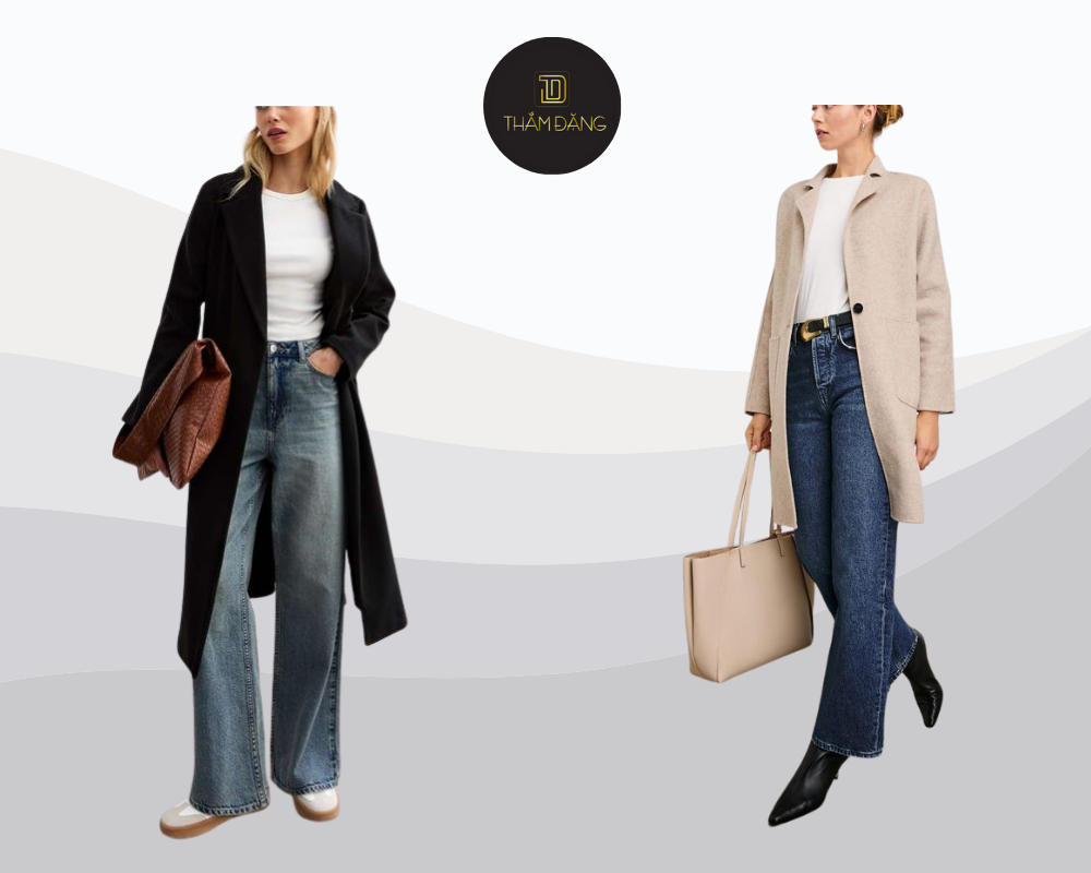 mix đồ đi đám cưới với quần jean ấm áp