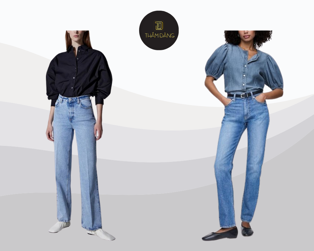 mix đồ đi đám cưới với quần jean cho dáng cân đối