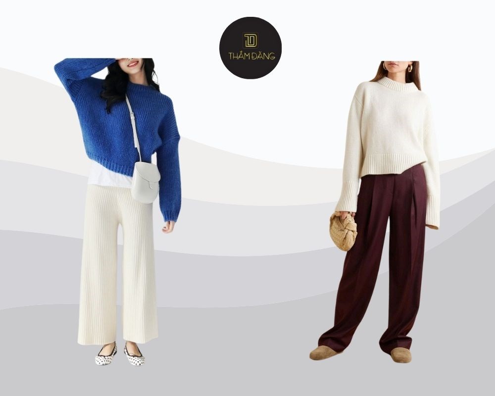 set áo len tăm thanh lịch phong cách Hàn Quốc